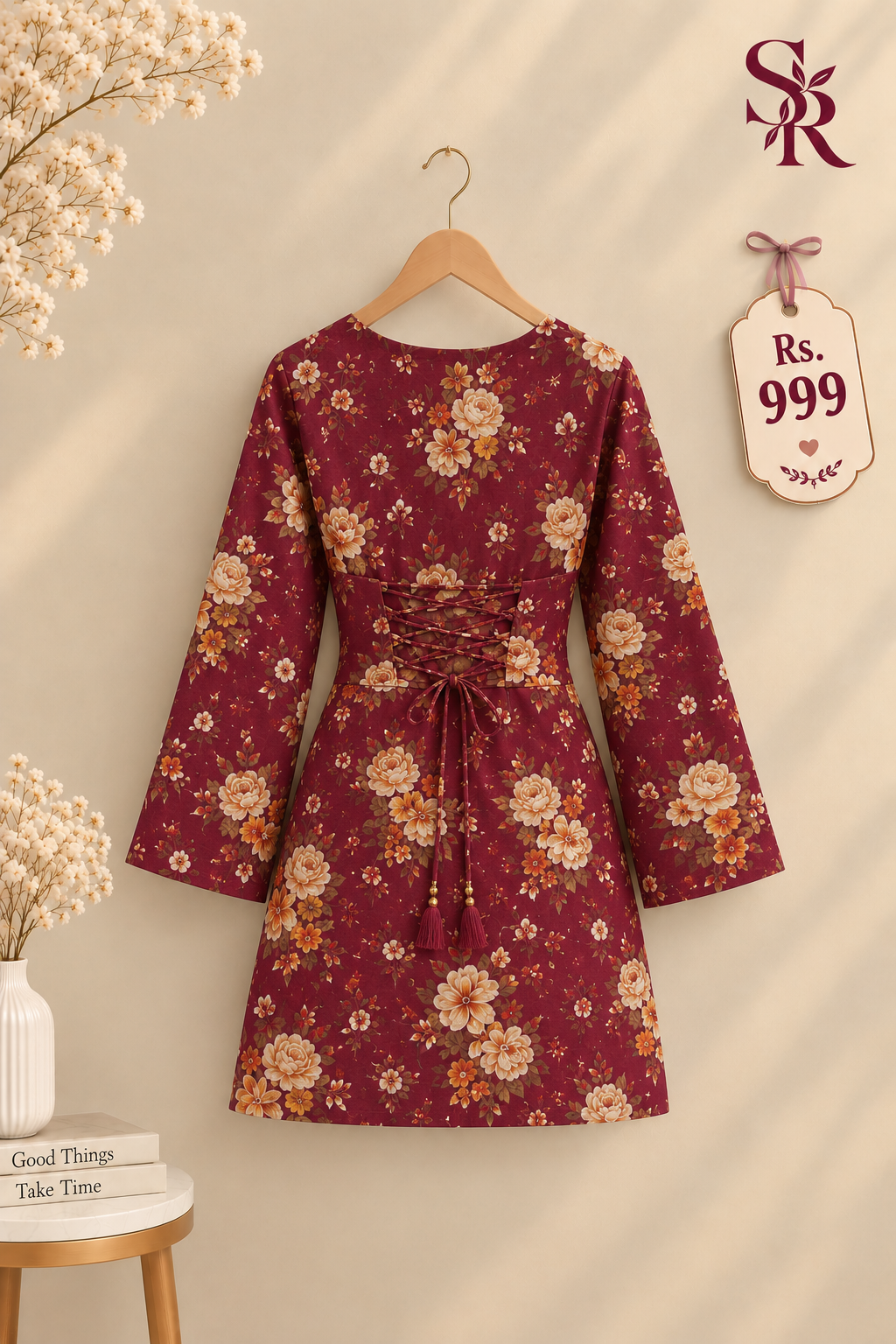Maroon Bloom Kurti